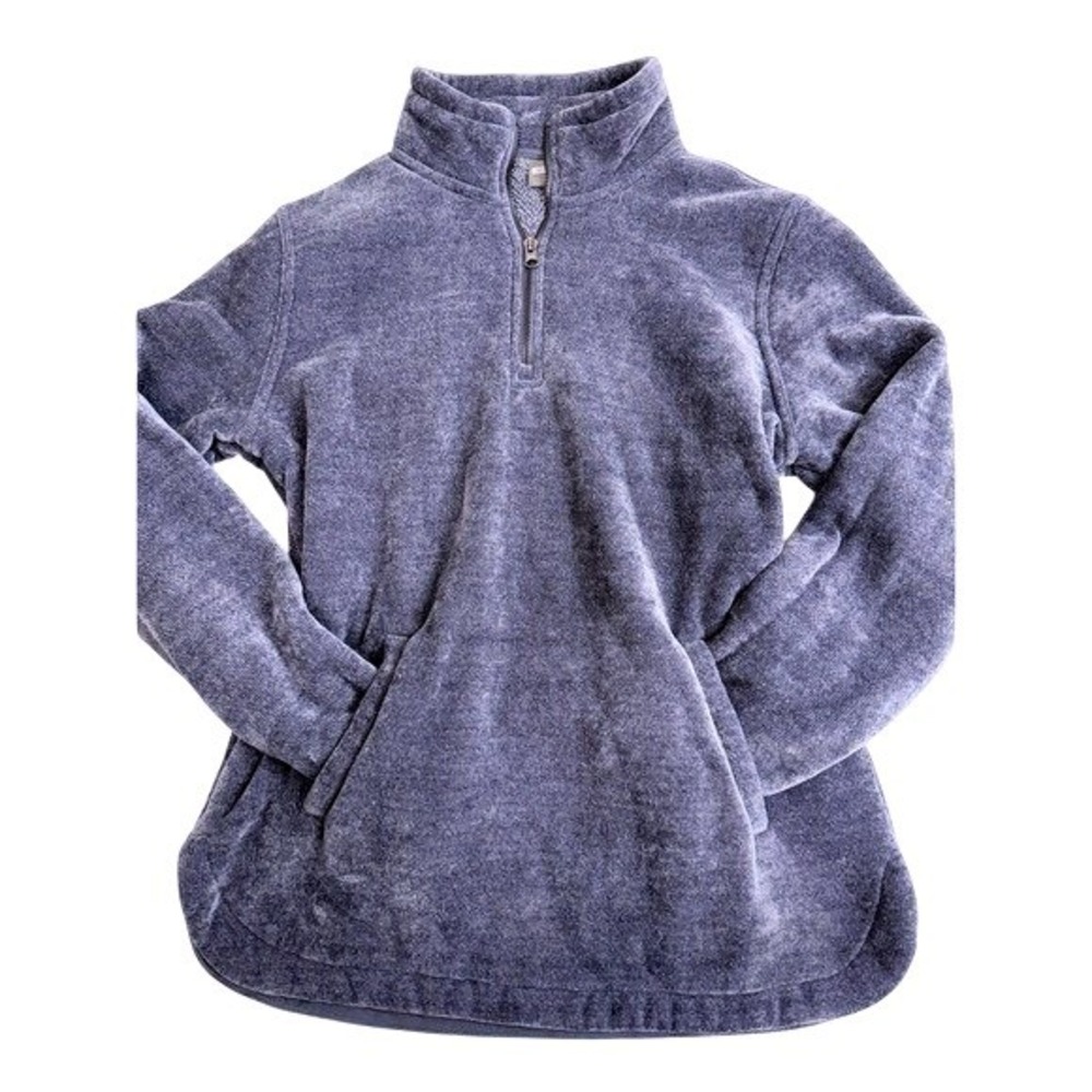 32 Degrees Heat Womens Blue Gray Sherpa Lined Quarter Zip Fleece Pullover Small